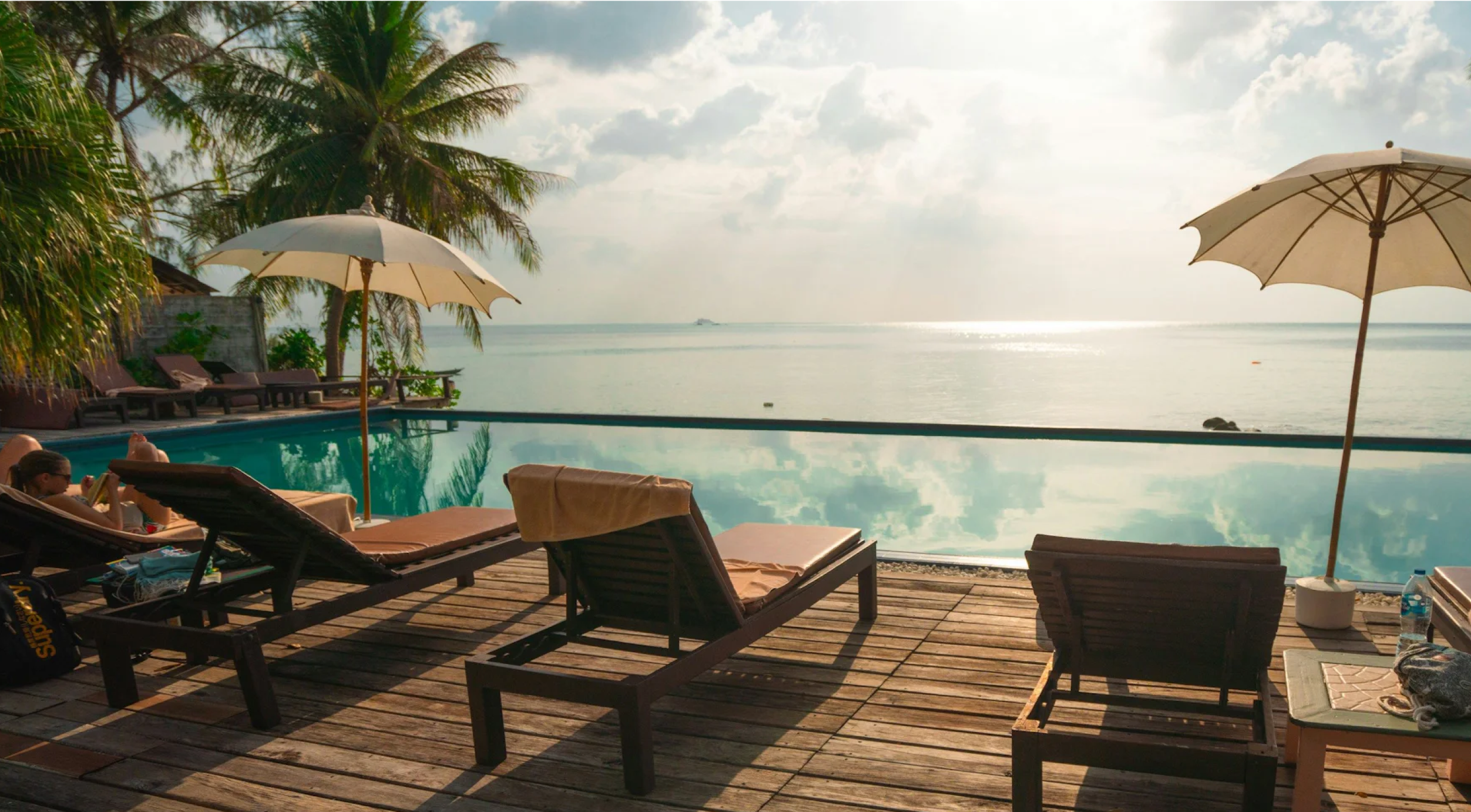 Image of a hotel pool overlooking the ocean